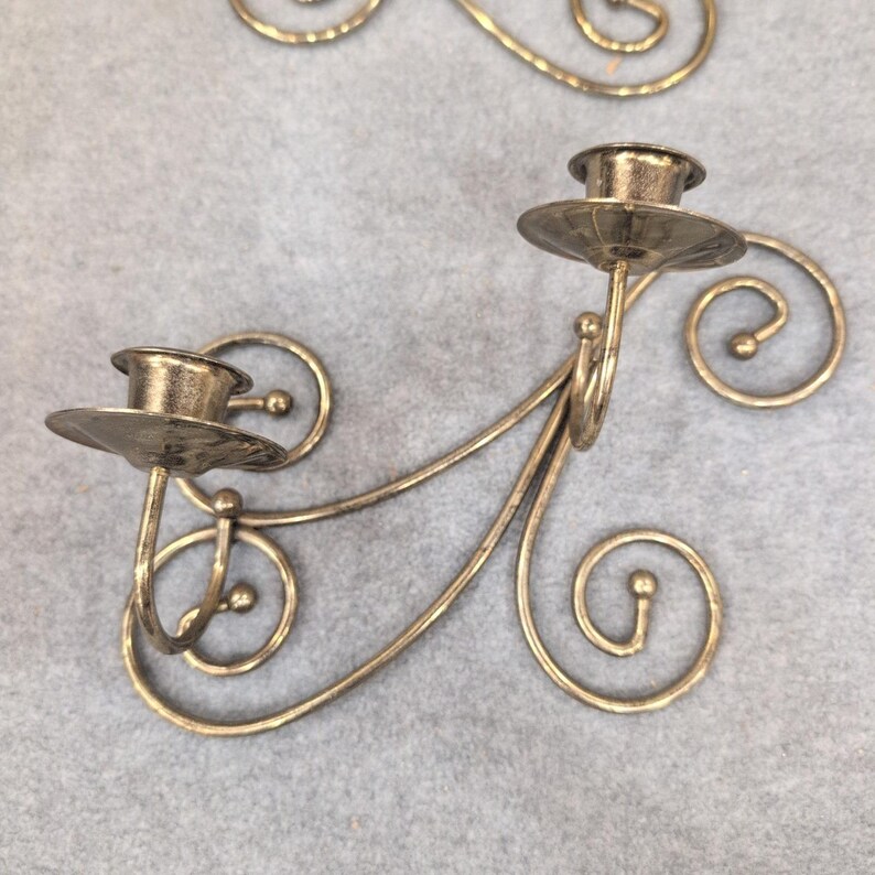 Home Interiors Gifts Brass Scroll Wall Sconce Candle Holder Pair Set of 2 image 2