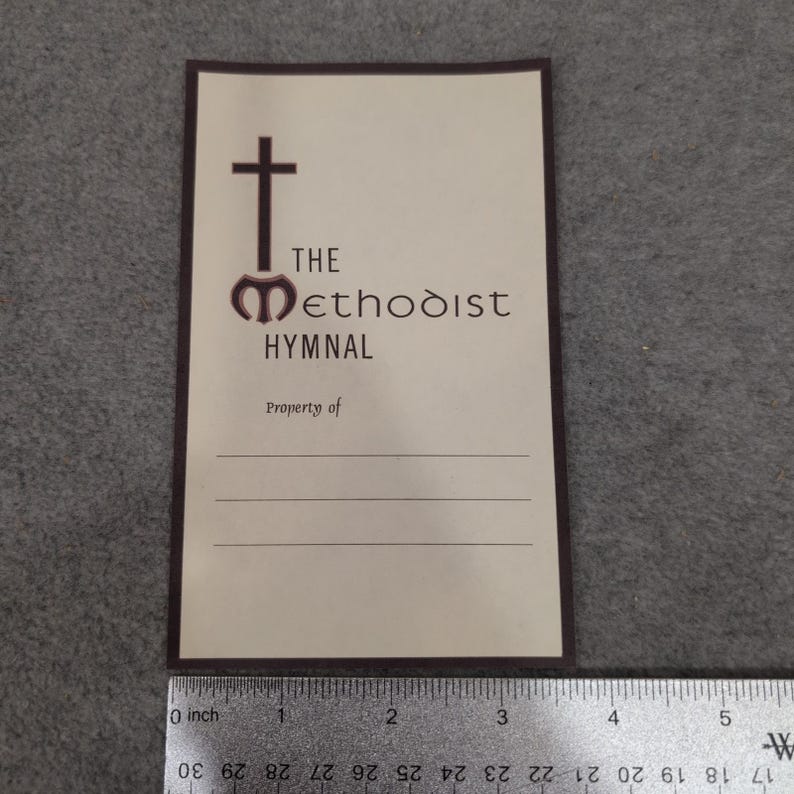 Vintage The Methodist Hymnal Bookplate Religious Church Book Label Property Of image 1