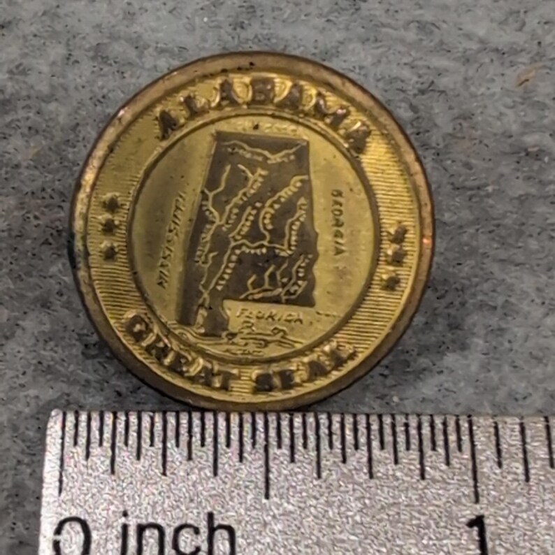 Alabama Great Seal Brass Uniform Button Superior Quality Vintage Gold Tone Metal image 3