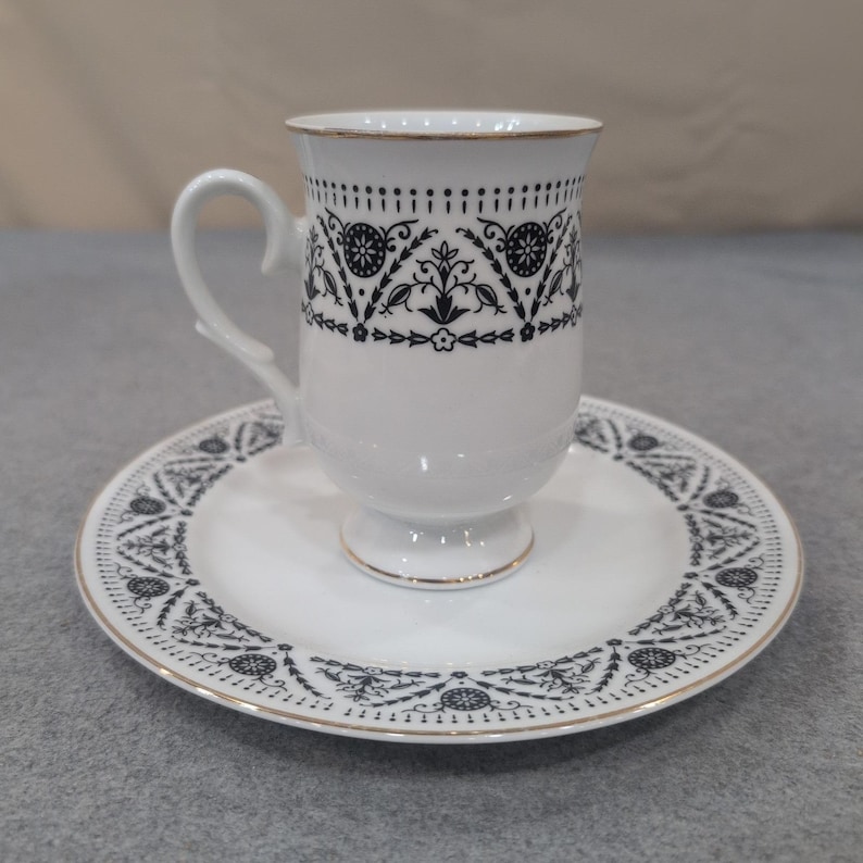 Sheffield Versailles Fine China Demitasse Cup and Saucer Set Japan 1970 JE 60 61 image 1