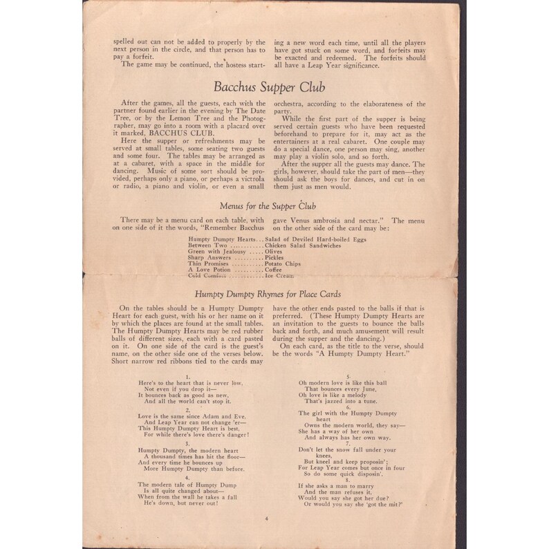 Vintage Good Housekeeping Kunst und Etikette der Bewirtung von Schaltjahrpartys Bild 2