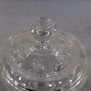 Tiffin Franciscan Kings Crown Clear Pedestal Covered Candy Compote Dish Vintage image 4