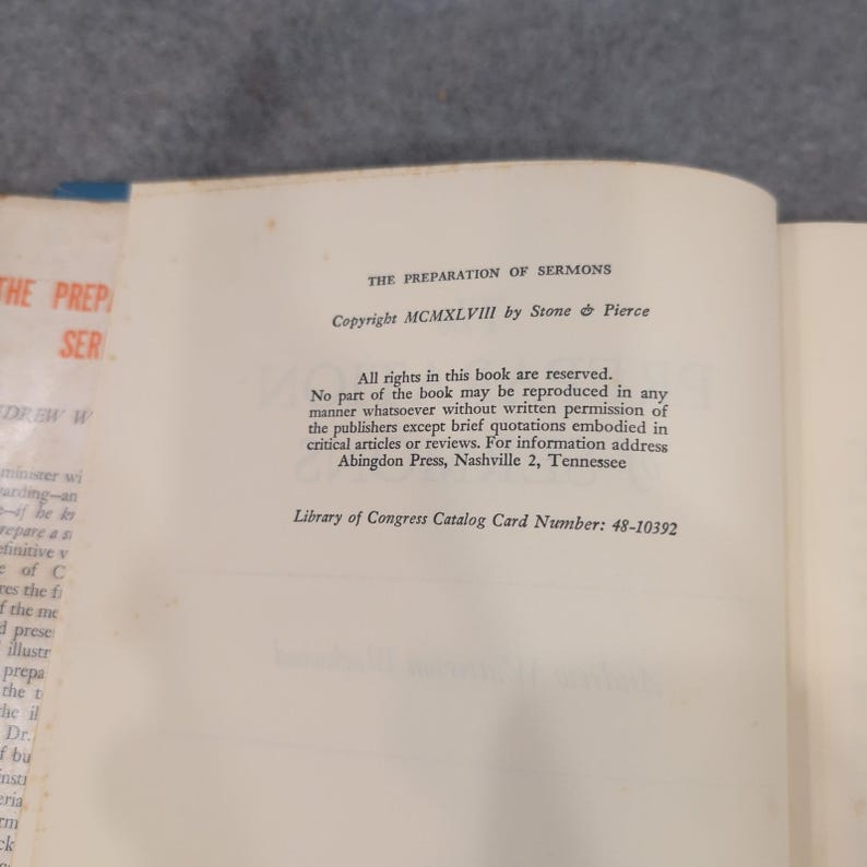 La preparación de sermones, Andrew W. Blackwood, 1948, tapa dura, Abingdon Press imagen 4