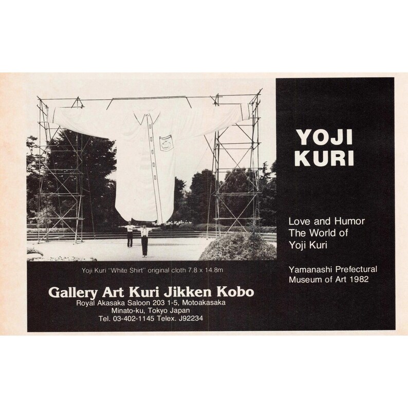 Vintage 1982 Yoji Kuri Love and Humor Exhibition Print Ad Yamanashi Museum Art image 1