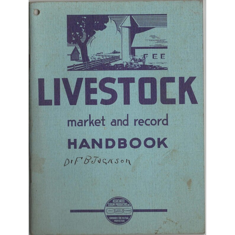 Vintage Livestock Market and Record Handbook Associated Serum Producers Inc. afbeelding 1