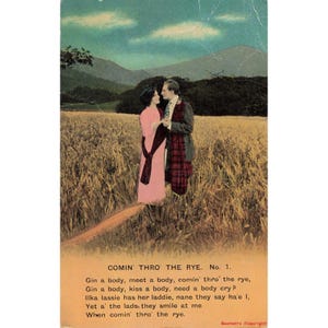 Vintage 1915 Bamforth Comin' Thro' The Rye Nr. 1 RPPC Schottisches Gedicht Postkarte Bild 1