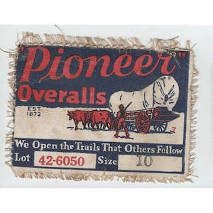 Vintage Pioneer Overalls aus Segeltuch, geflickt, Planwagen, Losnummer 42-6050, Größe 10 Bild 1