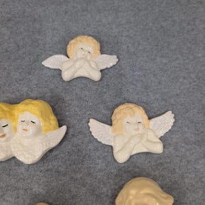 Vintage 1988 Ceramic Angel Cherub Wall Hanging Figurines Set of 9 Hand Painted image 4