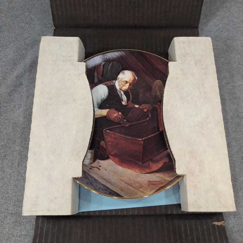Norman Rockwell Grandpas Gift Collector Plate Edwin M Knowles Golden Moments COA image 6