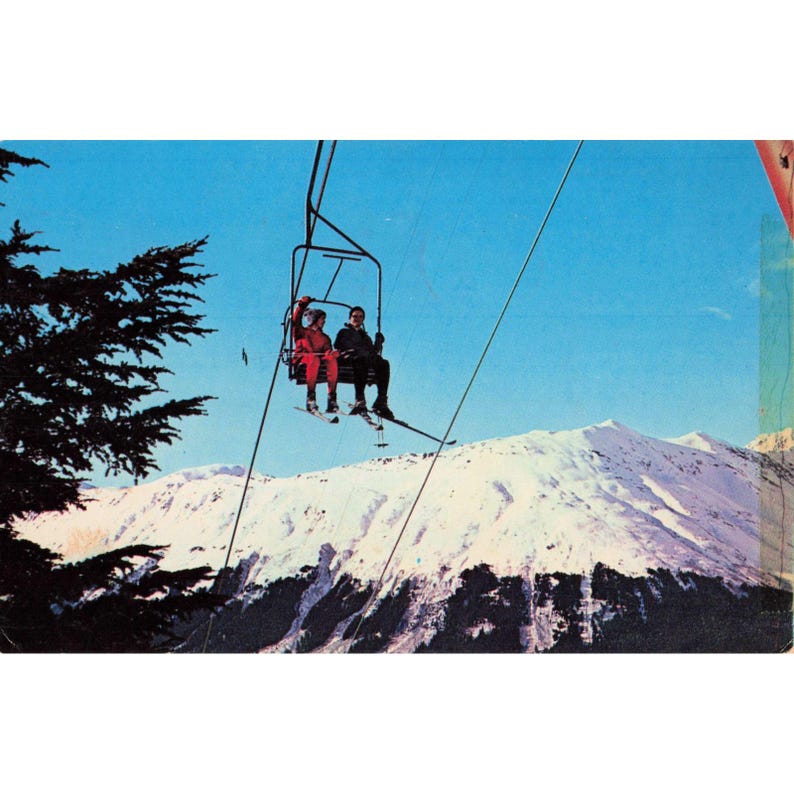 Mt Alyeska Ski Resort Alaska Plastichrome Postcard Chairlift Chugach 1963 image 1