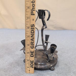 Vintage Metal 4 Light Candelabra Leaf Detail Gothic Tabletop Centerpiece image 6