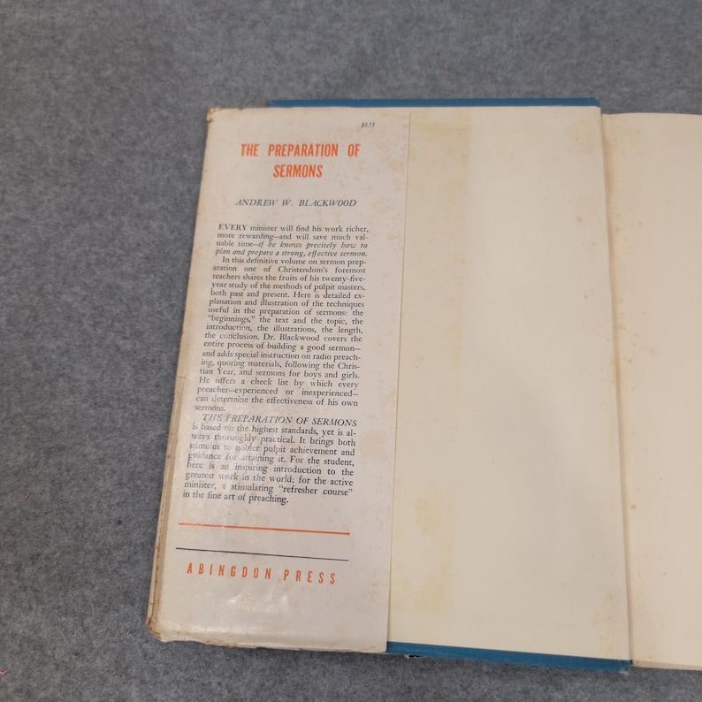 La preparación de sermones, Andrew W. Blackwood, 1948, tapa dura, Abingdon Press imagen 3