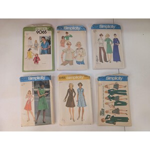 Vintage Simplicity Sewing Patterns Lot of 6; All Size 14 Dresses, Tops, Skirts image 1
