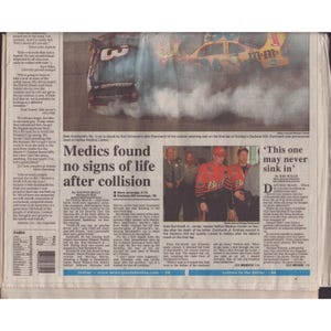 Dale Earnhardt Black Sunday News-Journal February 19 2001 Daytona 500 Newspaper image 2