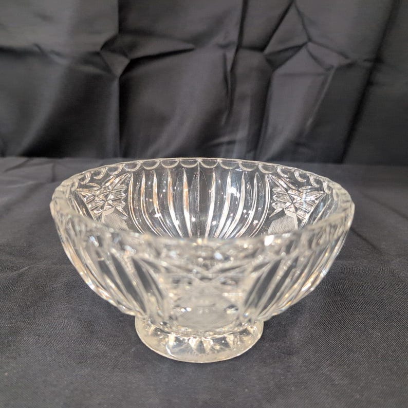Vintage American Brilliant Style Cut Glass Lidded Candy Dish Pinwheel Starburst image 4