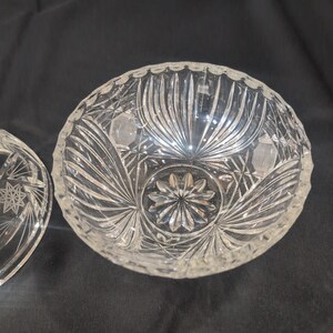 Vintage American Brilliant Style Cut Glass Lidded Candy Dish Pinwheel Starburst image 2