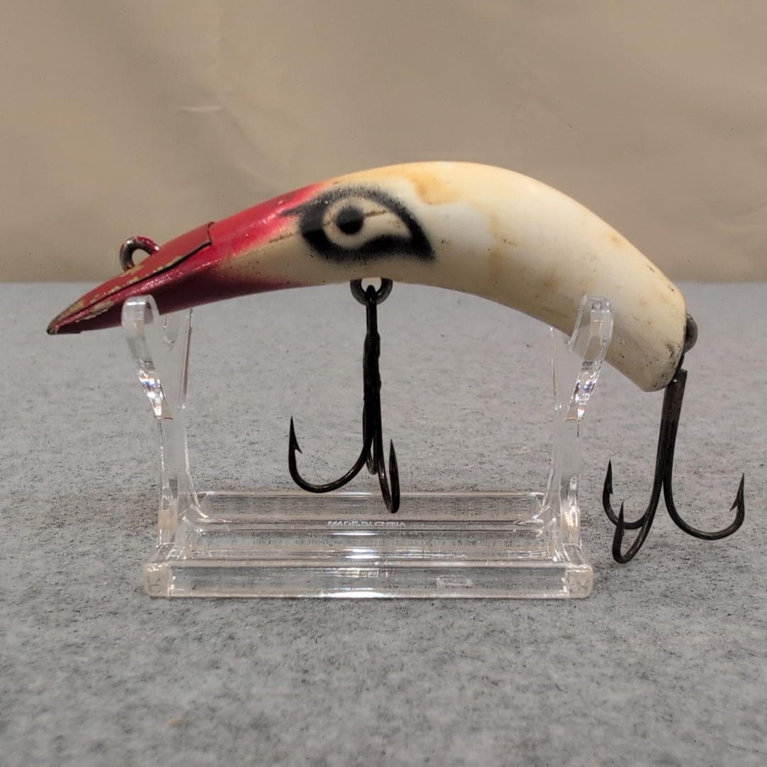 Vintage Kautzky Lazy Ike 4 Fishing Lure Red White Eye Realistic