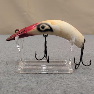 Vintage Kautzky Lazy Ike 4 Fishing Lure Red White Eye Realistic