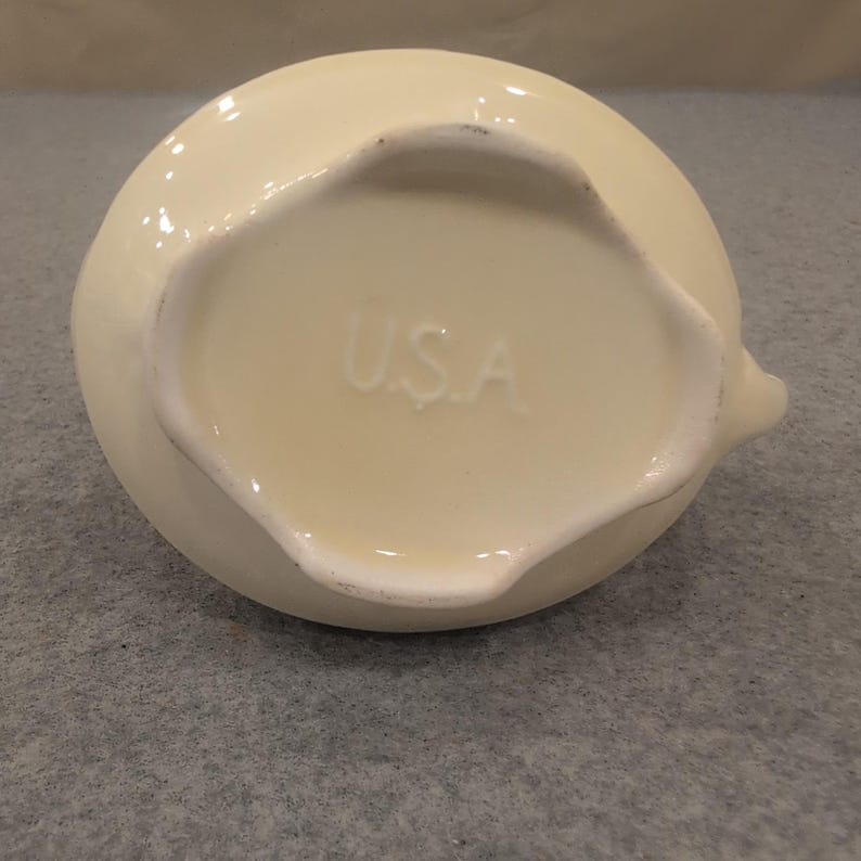 Vintage Creamer Pitcher Ceramic Floral Window Scene Embossed Cream Made in USA image 5