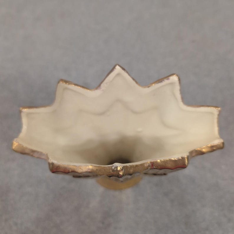 Vintage Art Deco Gold Metallic Ceramic Fan Sunburst Bud Vase image 3