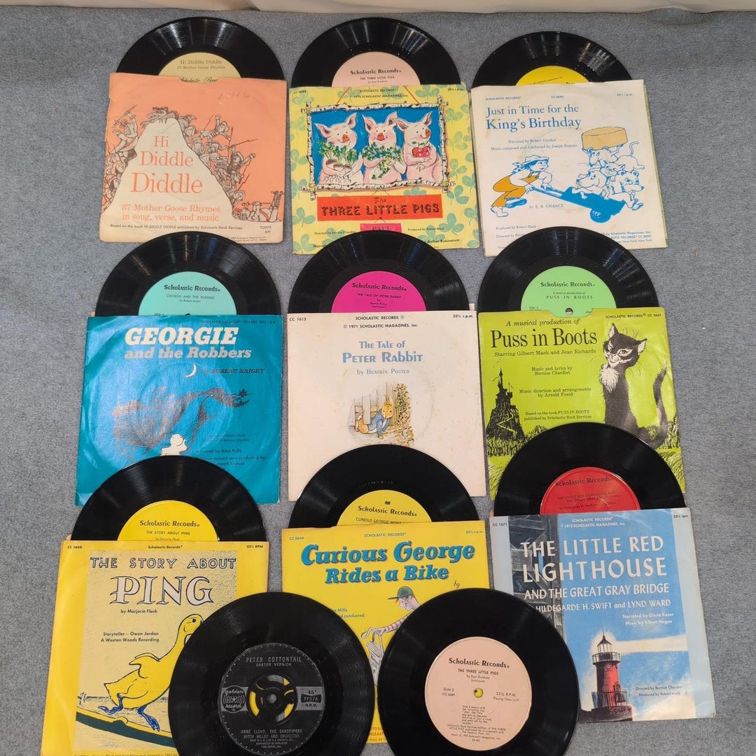 Lot of 11 Vintage Scholastic Childrens 7 Inch Records 33 1/3 RPM ...