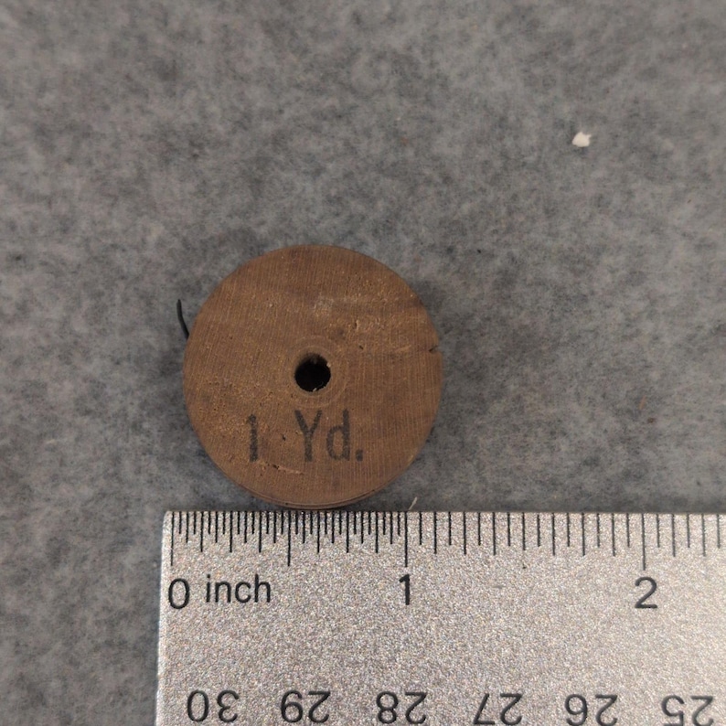 Vintage Virgin Biler Penny Holder No 24 Wooden Spool Thread Wire 1 Yd image 3