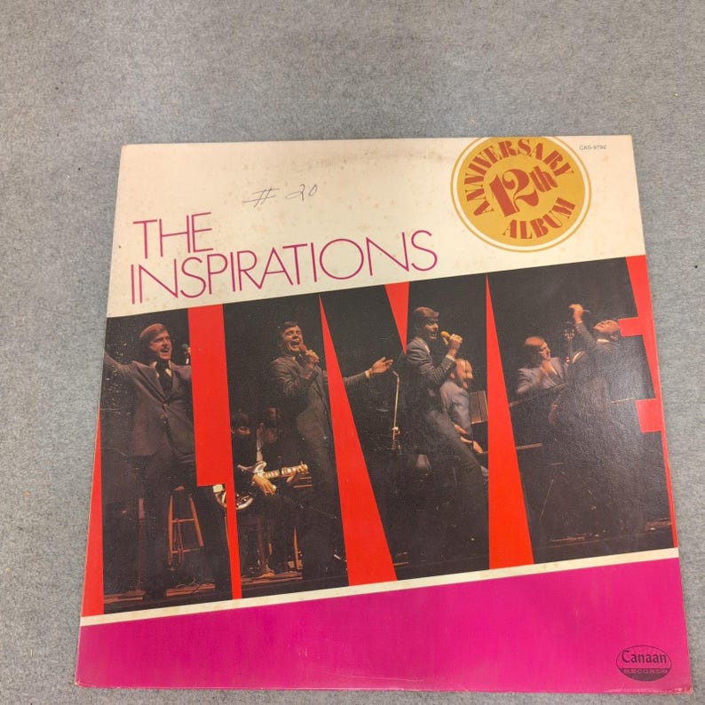 Álbum en vinilo LP del 12.º aniversario de The Inspirations Live, Canaan Records CAS-9792 imagen 1