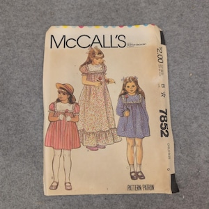 McCalls 7852 Sewing Pattern Vintage 1982 Girls Dress Size 6 Yoke Ruffle DIY image 1