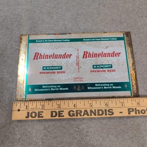 Vintage Rhinelander Export Premium Beer Metal Flat Sheet Jos Huber Brewing Co WI image 2