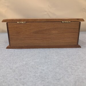 Vintage Wood Jewelry Box Organizer Two Drawer Ring Holder Ornate Pulls 10" Wide image 6