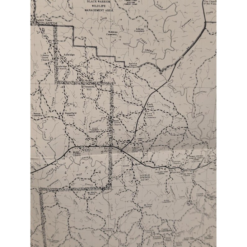 VTG 1976 Winston County Alabama General Highway Map 19" x 18" Haleyville image 4
