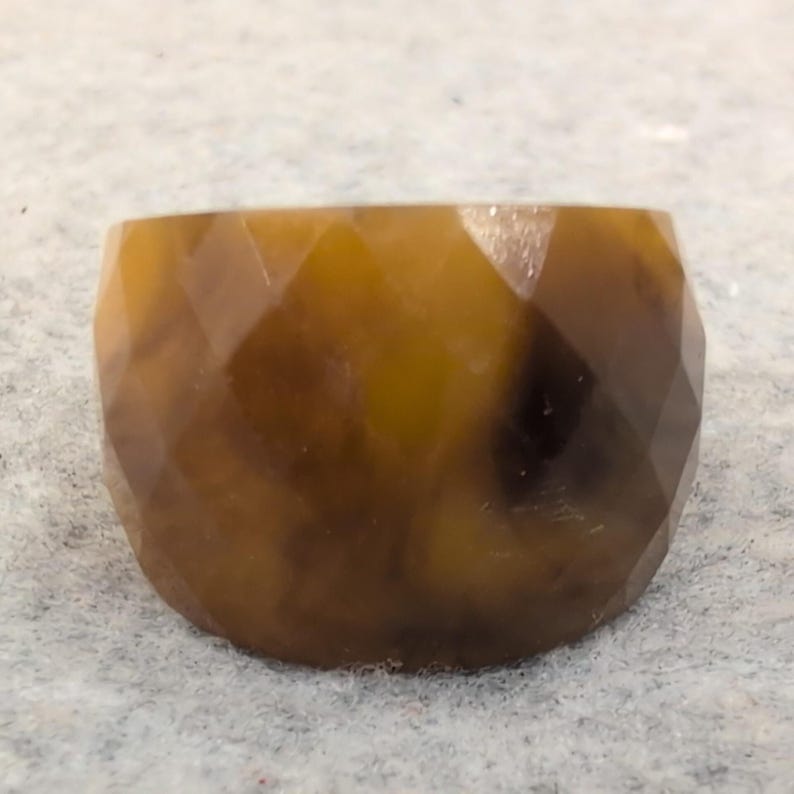 Unique Vintage Faceted Amber Brown Resin Ring Statement Fashion Jewelry image 1
