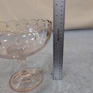 Indiana Glass Garland Teardrop Pink Pedestal Compote Bowl Scalloped Rim Vintage image 4