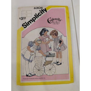 Simplicity 6306 Child's Dress Pinafore Sundress Pattern Size 6 VTG Cinderella image 1