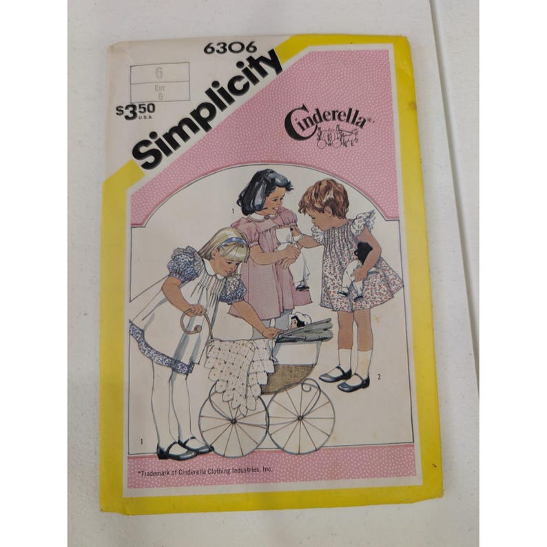 Simplicity 6306 Child's Dress Pinafore Sundress Pattern Size 6 VTG Cinderella image 1