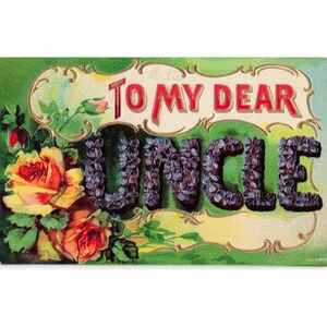 Antique Embossed Postcard To My Dear Uncle Roses Lilacs 1 Cent Franklin Stamp image 1