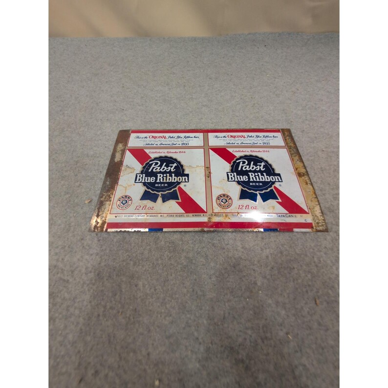 Vintage Pabst Blue Ribbon PBR Uncut Metal Beer Can Label Sheet Milwaukee WI image 2