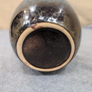 Unattributed Studio Pottery Vase Hand Thrown Stoneware Brown Blue Drip Glaze image 5