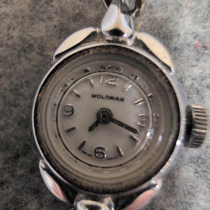 Vintage Woldman Ladies Cocktail Watch Swiss Made Silver Tone Untested image 1