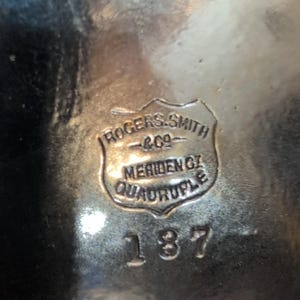 Antique Rogers Smith & Co Silver Plate Syrup Pitcher Figural 187 Meriden CT 1873 image 7