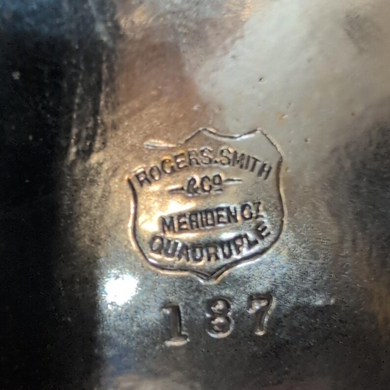 Antique Rogers Smith & Co Silver Plate Syrup Pitcher Figural 187 Meriden CT 1873 image 7