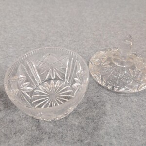 Vtg Miniature Cut Crystal Creamer and Lidded Sugar Bowl Set Starburst Pattern image 4
