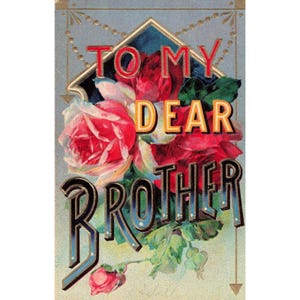Antique 1909 To My Dear Brother Embossed Postcard Red Roses Printed in Germany image 1