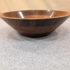 Mid Century Modern Segmented Wood Bowl Round Dark Walnut Finish Catchall image 4