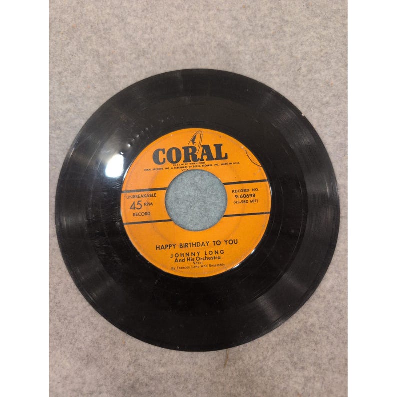 Johnny Long And His Orchestra Happy Birthday To You Coral 9-60698 45 RPM Vinyl image 3