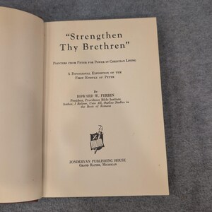 Strengthen Thy Brethren Howard W Ferrin Zondervan 1942 Hardcover Christian Book image 3