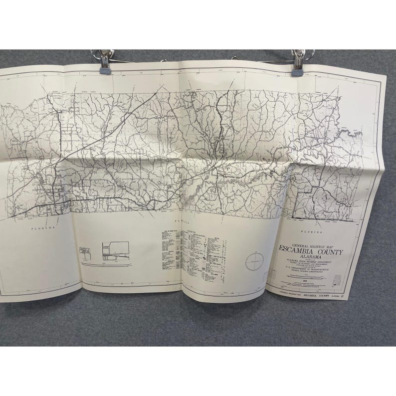 VTG 1969 General Highway Map Escambia County Alabama 31" x 18" Brewton Atmore image 1