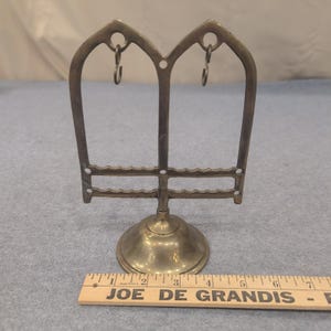 Vintage Brass Gothic Cathedral Arch Earring Stand Jewelry Display Organizer image 7