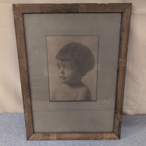 Antique 1906 Signed Child Portrait Photo John Wanamaker Philadelphia Frame Witt