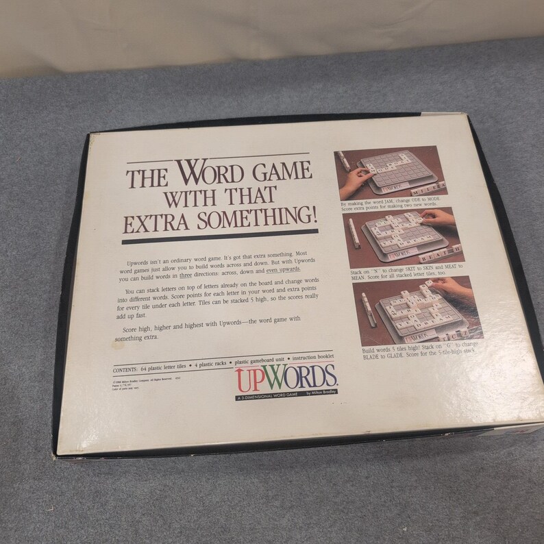 Milton Bradley Upwords 3D Wortspiel 1988 Vintage Brettspiel 4312 VG Bild 5